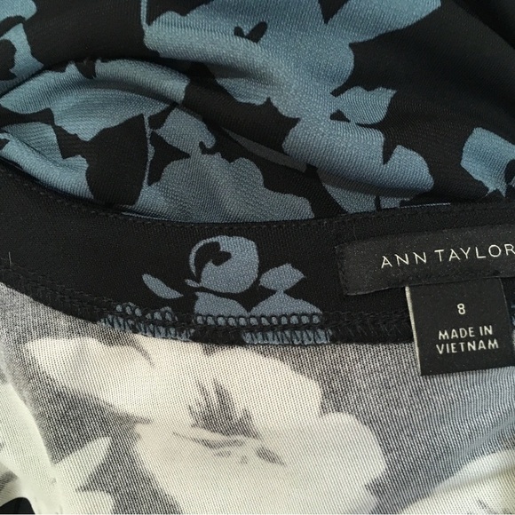 Ann Taylor Women 8 Jersey Wrap Dress Floral Black Grey Stretch Career #456491 - Picture 7 of 8